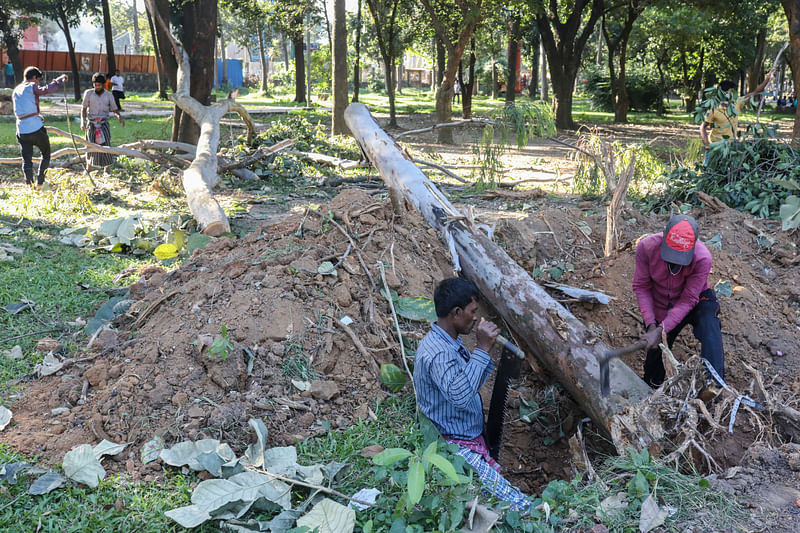 সোহরাওয়ার্দী উদ্যানে তৃতীয় পর্যায়ে নির্মাণকাজের অংশ হিসেবে চলছে বিভিন্ন রকম কার্যক্রম। গতকাল বেলা আড়াইটায়