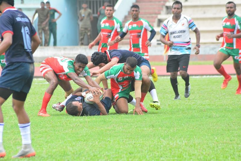 নেপাল-বাংলাদেশ আন্তর্জাতিক রাগবি সিরিজের প্রথম ম্যাচে জয় পেয়েছে বাংলাদেশ