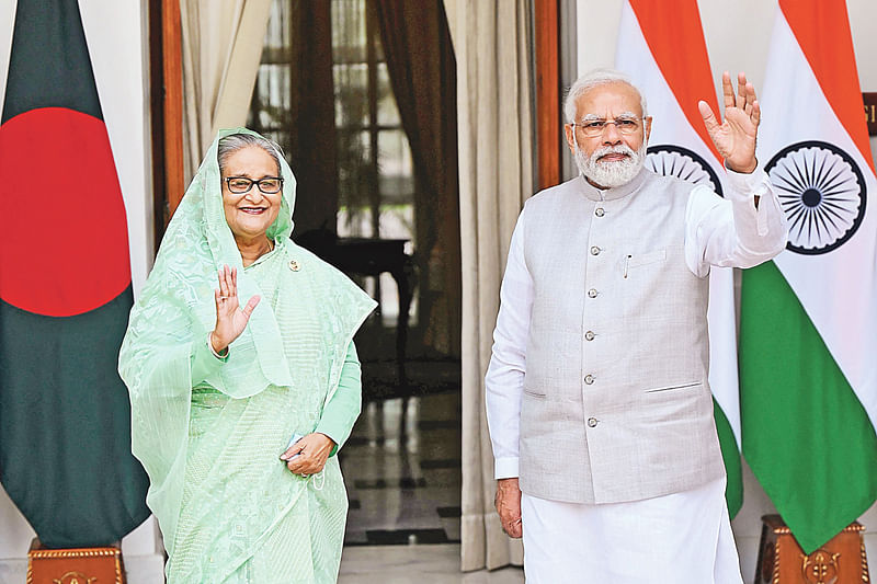 বাংলাদেশের প্রধানমন্ত্রী শেখ হাসিনা ও ভারতের প্রধানমন্ত্রী নরেন্দ্র মোদি