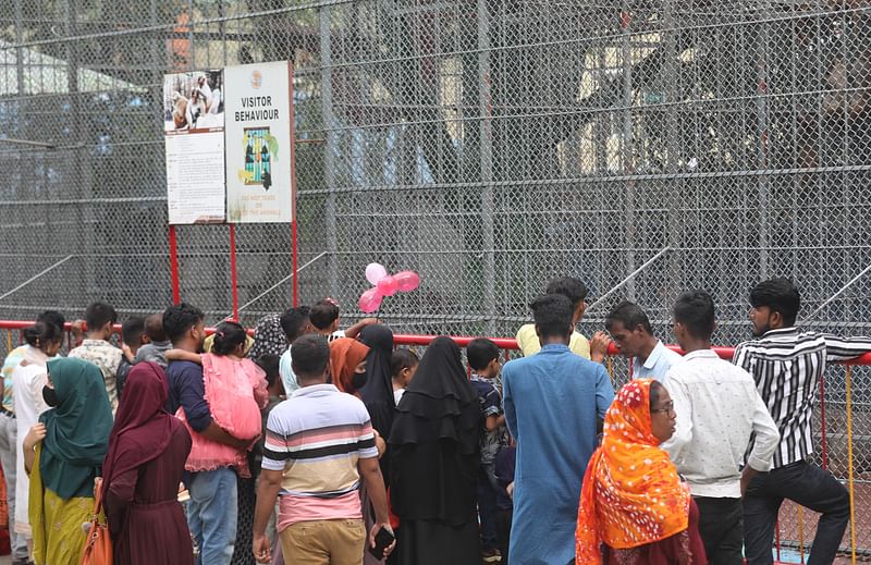 ছুটির দিনে চট্টগ্রাম চিড়িয়াখানায় পশুপাখি দেখতে ভিড় করেন দর্শনার্থীরা। আজ বেলা সাড়ে তিনটায় চট্টগ্রাম নগরের চিড়িয়াখানায়