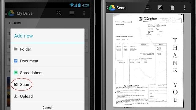 গুগল ড্রাইভে নথি স্ক্যান করা যায়