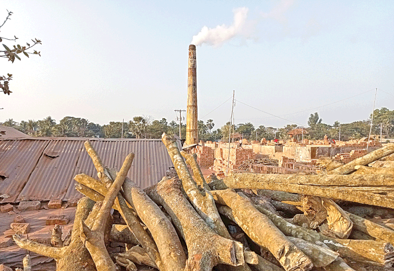 খুলনার কয়রা উপজেলা স্বাস্থ্য কমপ্লেক্সের পাশের অবৈধ ইটভাটা। সম্প্রতি তোলা