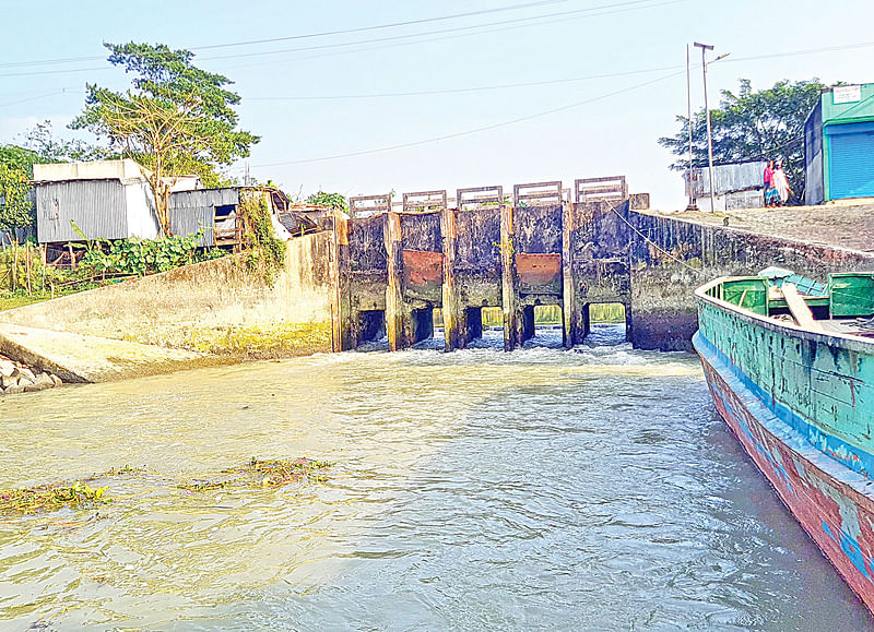 ভাটার সময় খালের পানির স্তরের চেয়ে জলকপাটের স্তর উঁচু হওয়ার কারণে জোয়ারের সময় আসা পানি নামতে পারছে না। ফলে পানির সঙ্গে আসা পলি জমে খাল ভরাট হয়ে যাচ্ছে। সম্প্রতি বরগুনার তালতলী উপজেলার পচাকোড়ালীয়া এলাকায়