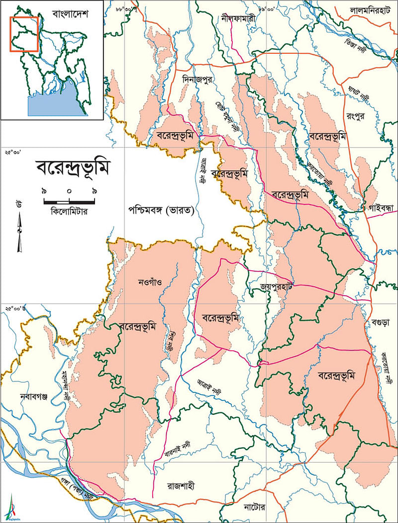 ম্যাপে বরেন্দ্রভূমি