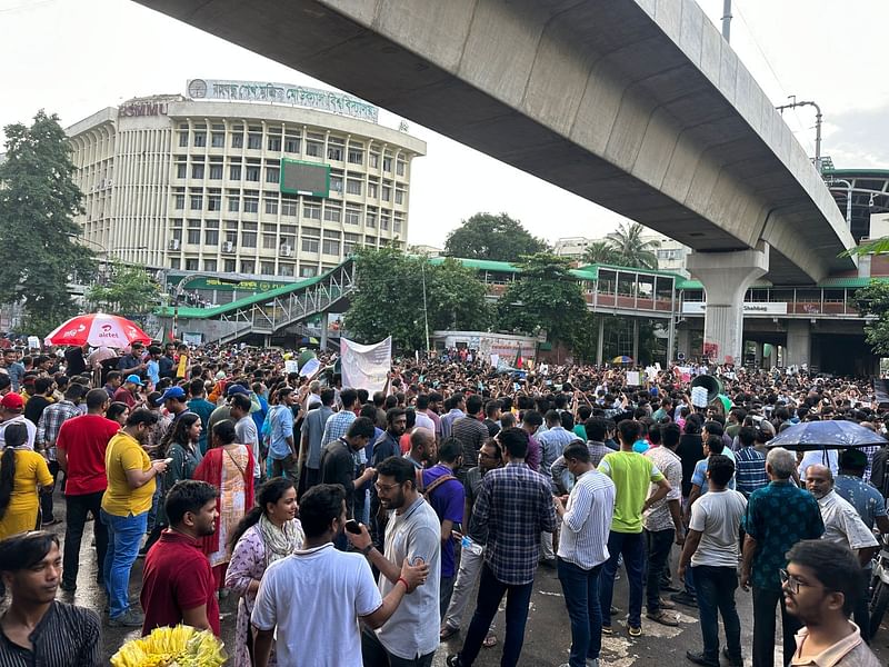 শাহবাগে বাংলাদেশ সচেতন সনাতনী নাগরিকের ব্যানারে বিক্ষোভ হয়েছে। ঢাকা, ৯ আগস্ট