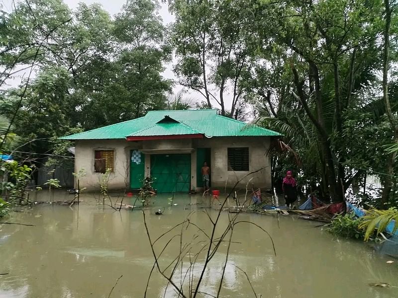 ফেনীর সোনাগাজীতে ভারী বৃষ্টি ও উজান থেকে নেমে আসা পাহাড়ি ঢলে তলিয়ে গেছে বিস্তীর্ণ এলাকা। ছবিটি বৃহস্পতিবার সকালে উপজেলার সদর ইউনিয়নের ছাড়াইতকান্দি এলাকা থেকে তোলা