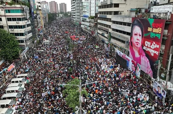 শেখ হাসিনা সরকারের পতনের পর বিএনপির সমাবেশ। রাজধানীর নয়াপল্টনে, ৭ আগস্ট।