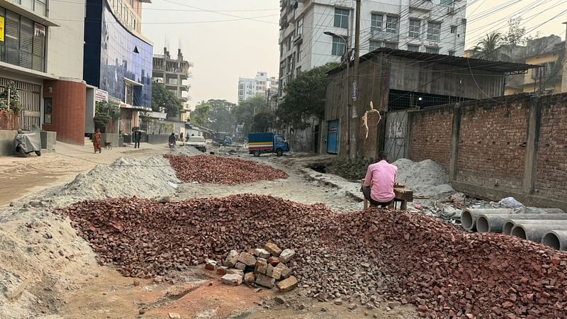 গোপীবাগ এলাকায় সাদেক হোসেন খোকা কমিউনিটি সেন্টারের সামনের এলাকার দৃশ্য। ১৩ ডিসেম্বর