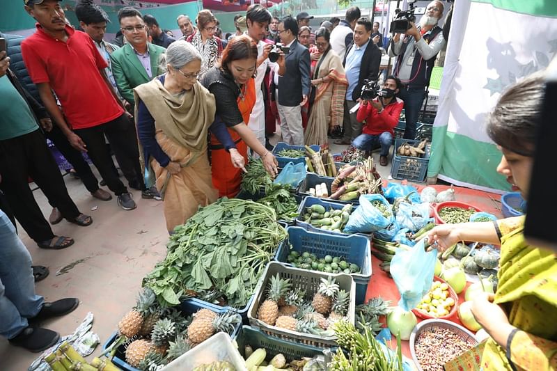 মিরপুরে বনফুল আদিবাসী গ্রিনহার্ট কলেজে চলা আদিবাসী খাদ্য ও শস্য মেলা ঘুরে দেখছেন উদ্বোধনী অনুষ্ঠানের অতিথিরা