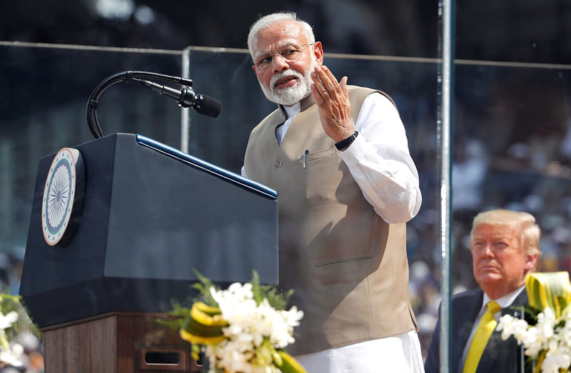 Indian prime minister Narendra Modi speaks in Ahmedabad, India, 24 Feb, 2020. Photo: Reuters