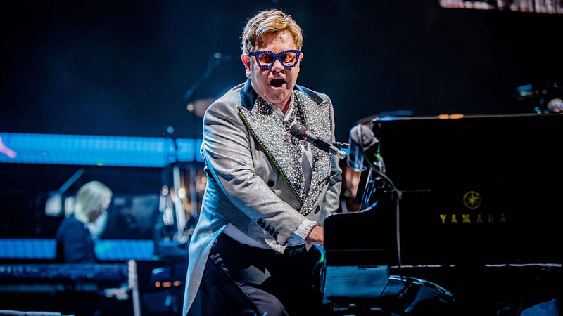 English singer-songwriter Elton John performs on stage during the `Farewell Yellow Brick Road`-Tour in the Ziggo Dome in Amsterdam.