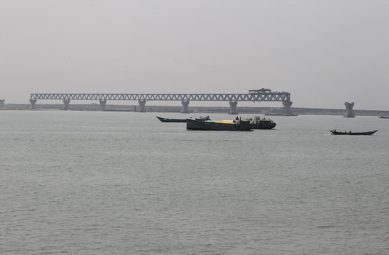 The bridge is underway over the Padma river