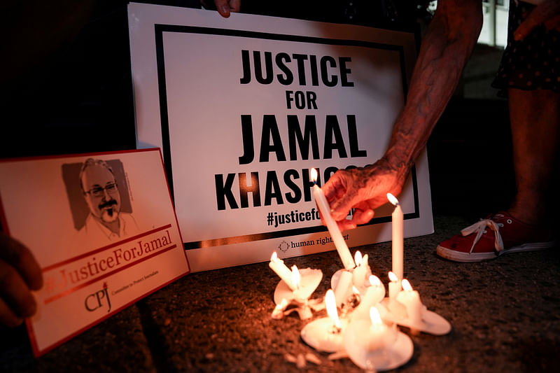 Vigil is held at Saudi Embassy for Journalist Jamal Khashoggi.