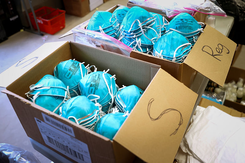 Boxes of N95 protective masks for use by medical field personnel are seen at a New York State emergency operations incident command center during the coronavirus outbreak in New Rochelle, New York, US, on 17 March, 2020.