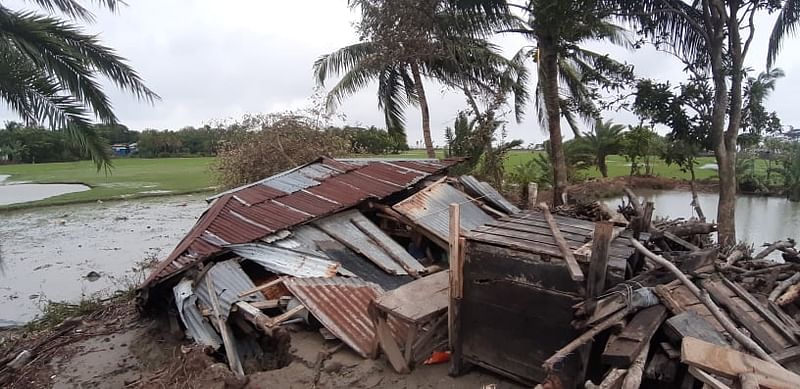 Damaged home in Bhola as cyclone Amphan ravages south-western districts of Bangladesh