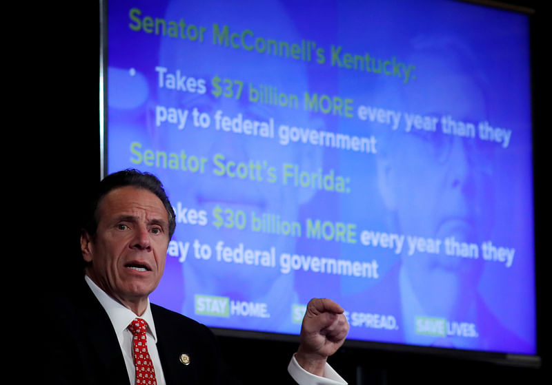 New York Governor Andrew Cuomo speaks at a daily briefing during the outbreak of the coronavirus disease (COVID-19) at the State Capitol in Albany, New York, US, 29 April 2020.