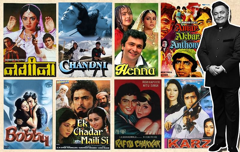 Rishi Kapoor and some of films' posters