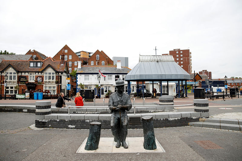 A statue of Robert Baden-Powell is seen in Poole, the statue is due to be removed following protests against the death of George Floyd who died in police custody in Minneapolis, Poole, Britain, on 10 June 2020