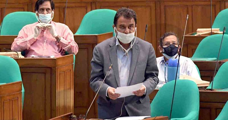 Finance minister AHM Mustafa Kamal while presenting national budget speech.