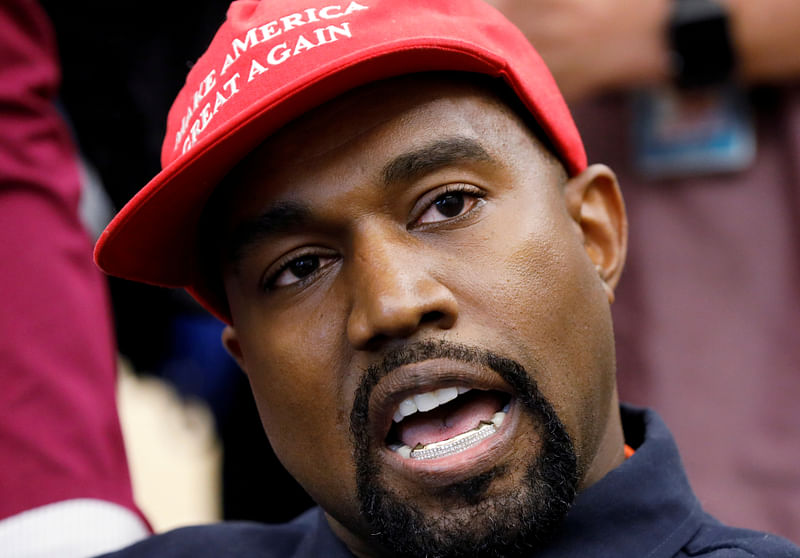 Rapper Kanye West speaks during a meeting with US president Donald Trump to discuss criminal justice reform in the Oval Office of the White House in Washington, on 11 October 2018