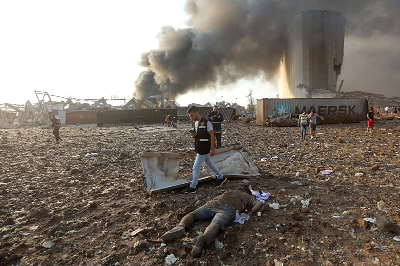 Site of an explosion in Beirut