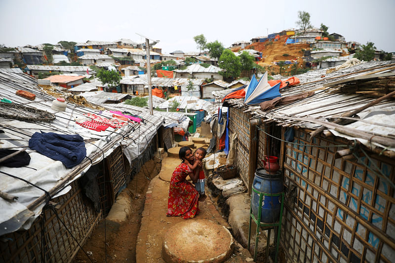 Rohingya children are seen at a refugee camp in Cox's Bazar, Bangladesh, 7 March 2019.