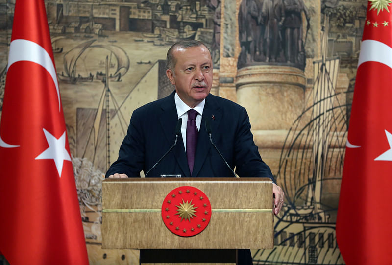 Turkey's president Tayyip Erdogan addresses the nation in Istanbul, Turkey, on 21 August 2020