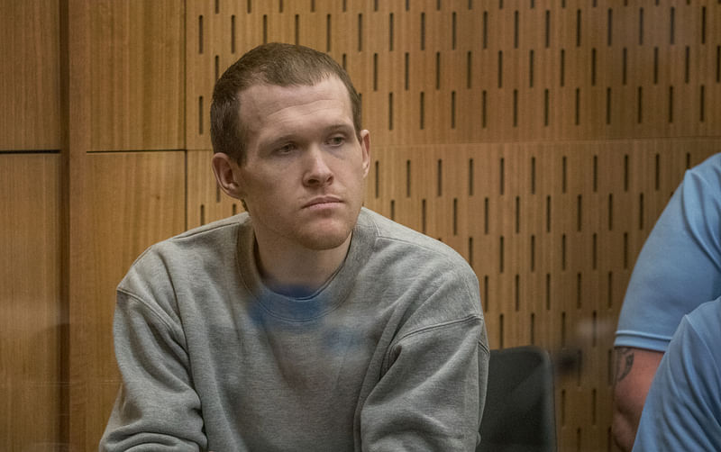 Brenton Tarrant, the gunman who shot and killed worshippers in the Christchurch mosque attacks, is seen during his sentencing at the High Court in Christchurch, New Zealand, 24 August, 2020.