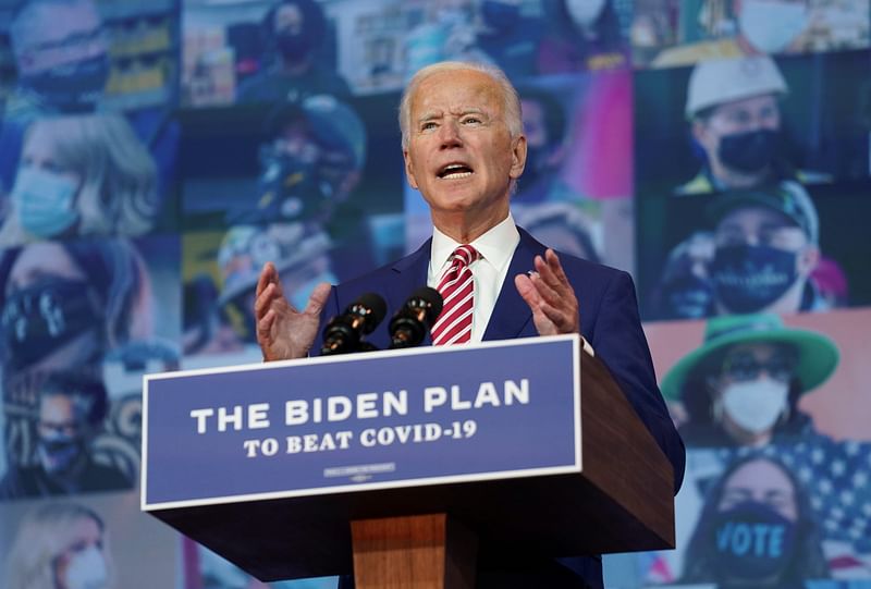 US Democratic presidential candidate Joe Biden speaks about his plan to beat COVID-19 in Wilmington, Delaware, US, 23 October, 2020.