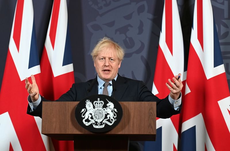 British Prime Minister Boris Johnson holds a news conference in Downing Street on the outcome of the Brexit negotiations, in London, Britain 24 December, 2020