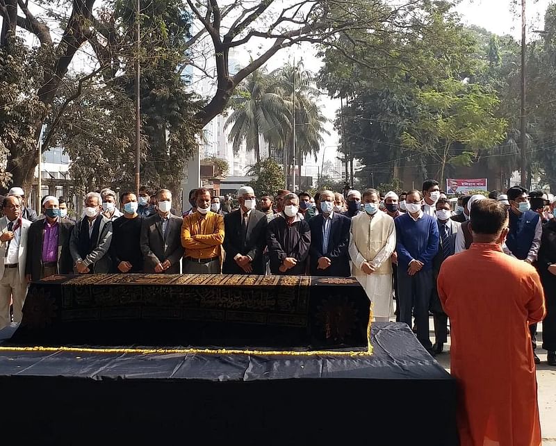 The third namaz-e-janaza of Mizanur Rahman Khan was held at National Press Club, Dhaka on 12 January 2021