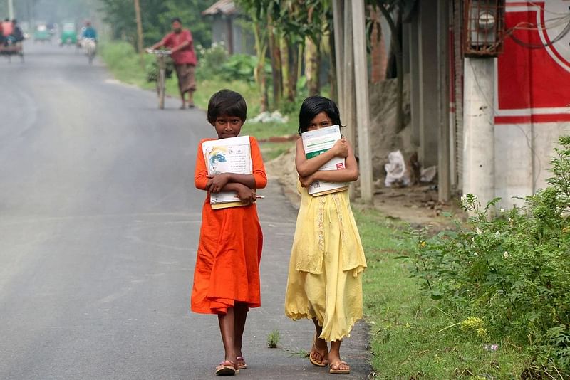 Two students on their way to school