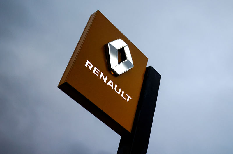 The logo of carmaker Renault is pictured at a dealership in Vertou, near Nantes, France, on 13 January 2021.