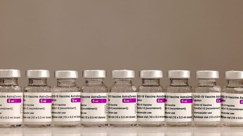 Vials of AstraZeneca vaccine against the coronavirus disease (COVID-19) are pictured in Huelva, Spain on 24 March 2021