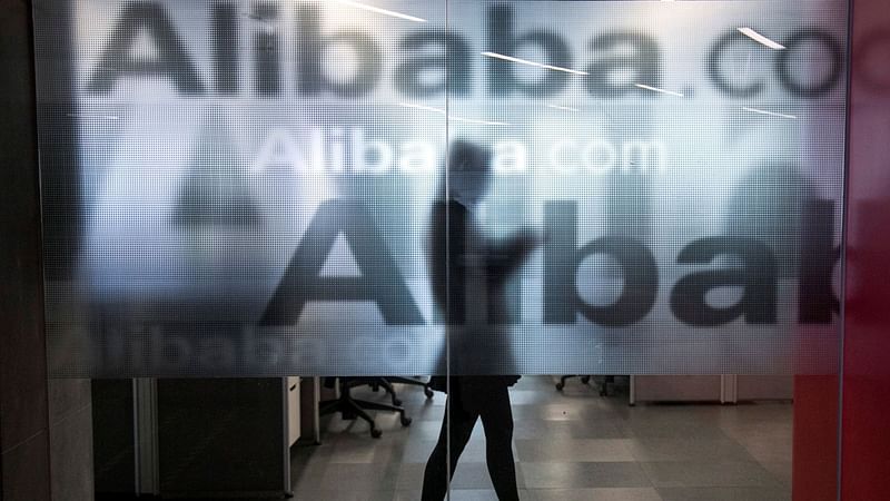 A logo of Alibaba at the company`s headquarters on the outskirts of Hangzhou, Zhejiang province, on 23 April 2014