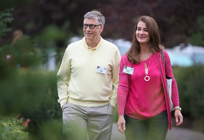 In this file photo taken on 11 July  2015 Billionaire Bill Gates, chairman and founder of Microsoft Corp., and his wife Melinda attend the Allen & Company Sun Valley Conference in Sun Valley, Idaho