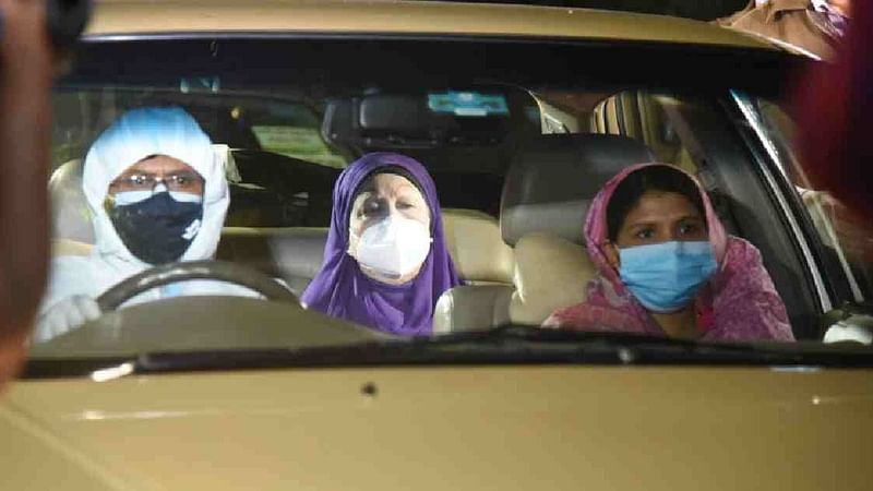 Bangladesh Nationalist Party chairperson Khaleda Zia returns from hospital after the HRCT scan test on 15 April 2021