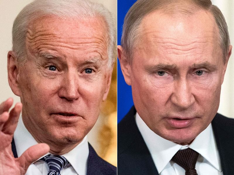 US president Joe Biden (L) and Russian president Vladimir Putin