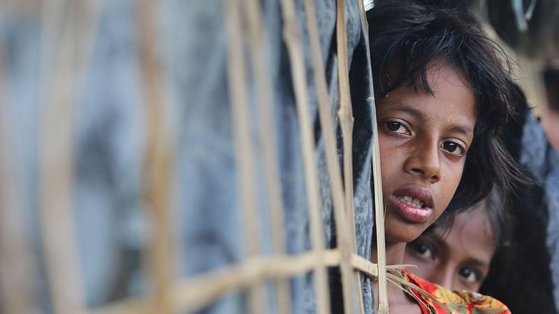 Suffering etched on the faces of little Rohingya children driven from their country. Picture taken at the Balukhali camp