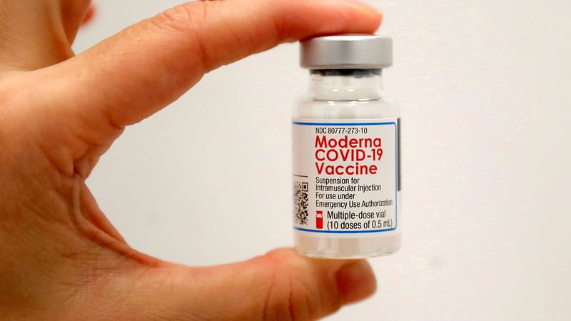 A healthcare worker holds a vial of the Moderna Covid-19 Vaccine at a pop-up vaccination site operated by SOMOS Community Care during the coronavirus disease (Covid-19) pandemic in Manhattan in New York City, New York, US, on 29 January 2021