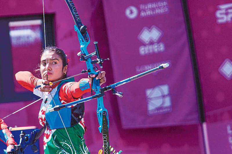 Diya Siddique during the Archery World Cup held in Switzerland on 23 May 2021