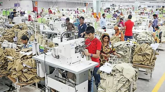 Workers inside a readymade garment factory