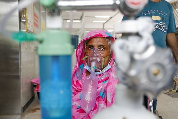 Covid-19 infected Johara Begum has been taken to Dhaka North City Corporation hospital from Homna in Cumilla for better treatment as her condition deteriorated. The picture was taken from DNCC hospital on 30 July 2021