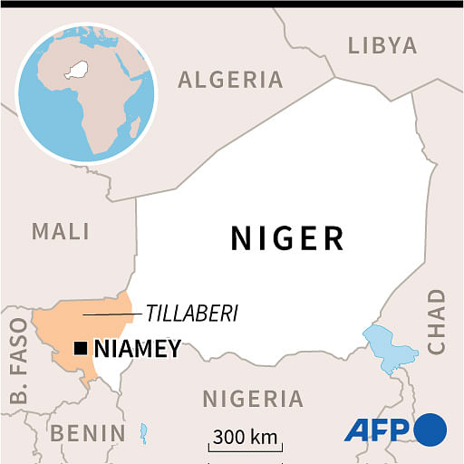 Map of Niger locating Tillaberi region where dozens of people were killed in clashes on Sunday