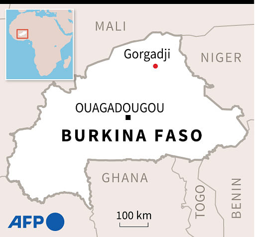 Map of Burkina Faso locating Gorgadji, near where suspected jihadists killed dozens of people on Wednesday