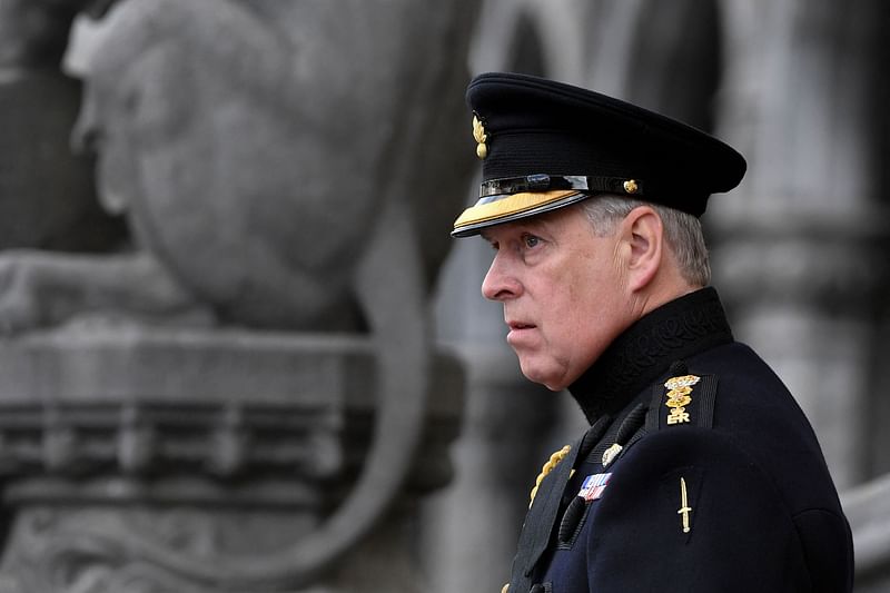 In this file photo taken on 7 September, 2019 Britain's Prince Andrew, Duke of York, attends a ceremony commemorating the 75th anniversary of the liberation of Bruges in Bruges