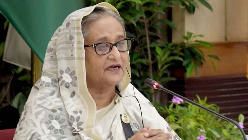 Prime minister Sheikh Hasina presides over an ECNEC meeting joining virtually from her official Gonobhaban residence, Dhaka on 24 August 2021