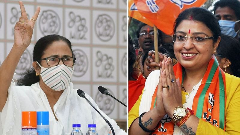 Two candidates of Bhabanipur constituency - Mamata Banerjee (L) and Priyanka Tibriwal