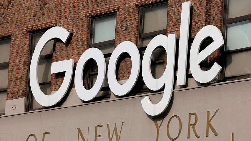 A logo is seen on the New York Google offices. New York City, US, on 29 July 2021