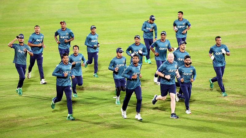 Bangladesh team during a practice session in Oman